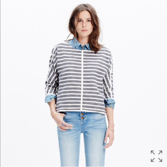 Madewell Sweaters - Madewell striped back zip pullover sweater